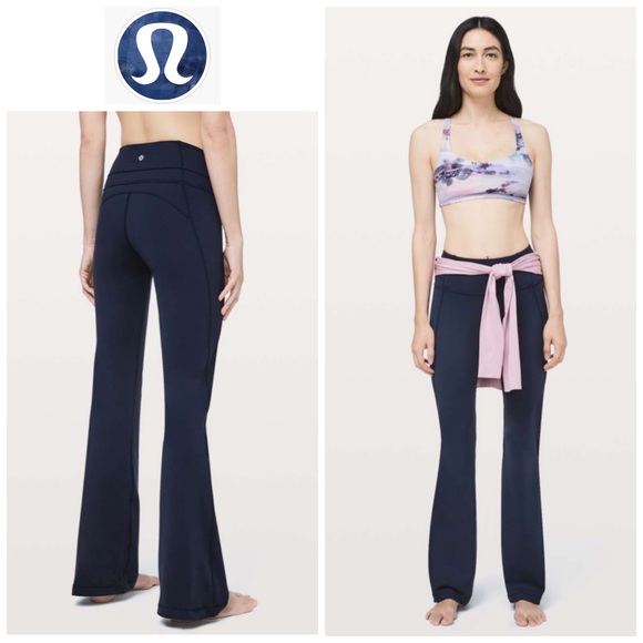 Lululemon Sz 4 Groove Pant Flare *Full-On Luon (super thick) True Navy (hemmed) - Picture 16 of 16